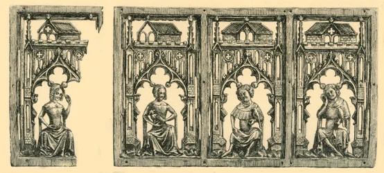 Knights and Ladies Seated under Canopies, Pierced Ivory Panel