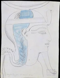 Study of a Relief of the Head of the God Khonsu in the Temple of Seti I, Abydos, 1874