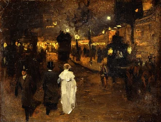 Charing Cross Road at Night, London, c.1905