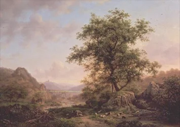 Wooded Landscape with Peasants and Animals on Path
