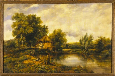 A River Landscape with an Angler by a Mill