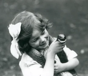 A Young Girl Betty Holding an Eastern Indigo Snake, London Zoo, 1924