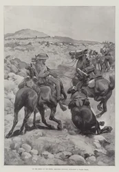 On the Heels of the Boers, Mounted Infantry attacking a Wagon Train