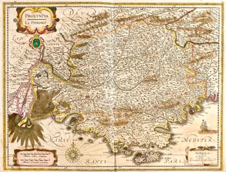 Map of Provence (France) (etching)