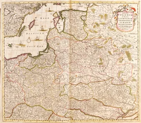 Map of the Kingdom of Poland, Duchies of Lithuania and Livonia (Latvia), the Baltic Countries and Ukraine