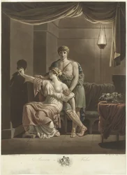 Philea draws the portrait of her beloved Ariston using the shadow of his profile on a wall