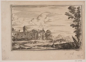 Monastery Building, to the Left in Italian Landscape