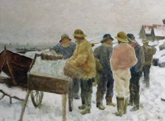 Fishermen around the herring cart