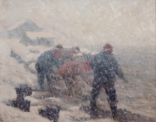 Fishermen Pull the Seine in a Snowstorm