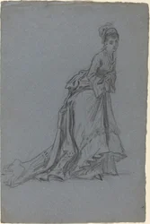 Fashionable Young Woman Stepping Forward