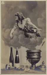 A Young Woman Emerging from the Steam of a Soup Tureen