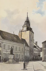 Beaune, Belfry and Statue of G Monge