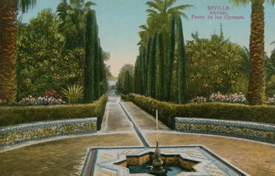 Cypress Walk, Alcazar, in Seville, Spain