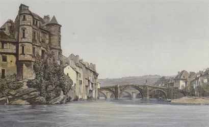Espalion, Old Courthouse and Old Bridge over the Lot