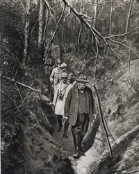 First World War: The President of the Council Georges Clemenceau During One of His Frequent Visits to the Front Accompanied by His Generals, He Crosses a Trench, In 
