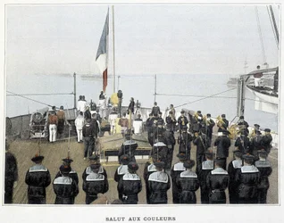 French navy, late nineteenth century: salute to colors