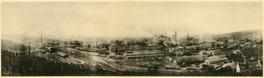 Le Creusot, panoramic view from the Album des Fers et Aciers of the company Schneider & Cie, 1895