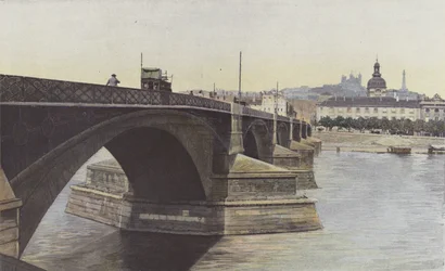 Lyon, Pont de la Guillotiere and Church of Hotel-Dieu