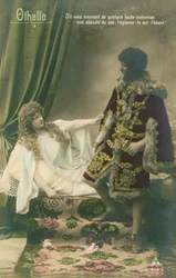 Othello with Desdemona. Scene from William Shakespeare