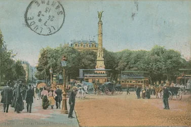 Paris - Pont au Change and Place du Chatelet. Postcard sent in 1913