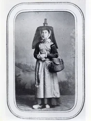 Photo Business Card Displaying French Regional Costume, c.1860-70