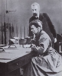 Pierre and Marie Curie, Discoverers of Radium, in Their Laboratory at Paris University, 1898