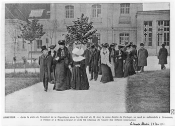 Queen Amelie of Portugal Visiting the Ormesson Hospital for Tuberculosis, illustration from 