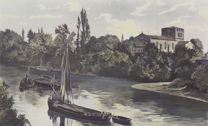 Saint-Denis-de-Piles, Church, General View on the Banks of the Isle