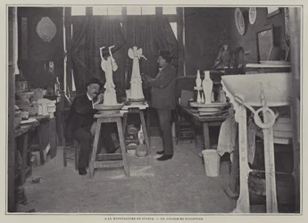 Sculpture workshop at the Sevres porcelain factory, France