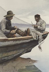 On the Canche, Fishermen Mending Their Nets
