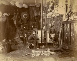 The French Painter Rochegrosse Photographed in His Studio, c.1885