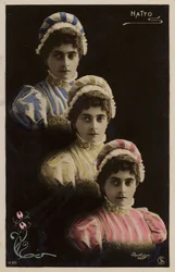 Three identical female heads