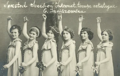 Troupe of young female dancers, smiling