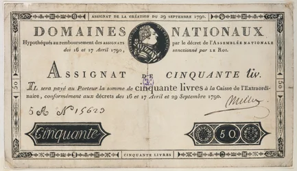 50 livres bank note, 29th October 1790
