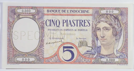 5 Piastres banknote, from the Indo-China bank