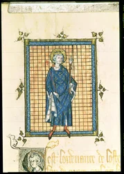 King Saint Louis Carrying the Sceptre and the Hand of Justice, from Registre des Ordonnances de L