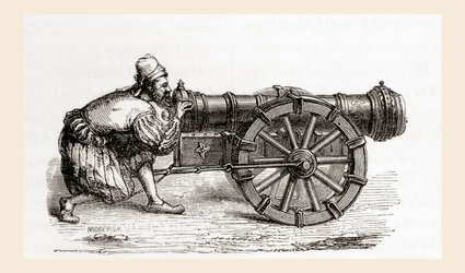 A 16th century breech loading German cannon, from Les Merveilles de la Science, published c.1870