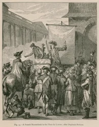 A French Mountebank in the Place du Louvre; after Duplessis-Bertaux
