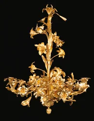 A French bronze and brass eight light chandelier, Second half 19th century