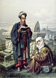 A Jewish couple at a cemetery in Constantinople, 1857