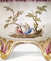 A Vincennes Two-Handled Circular Tureen, Cover & Stand, c.1750