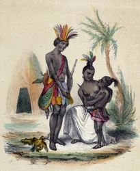 A Family of Canadian Indians in Front of Their Teepees