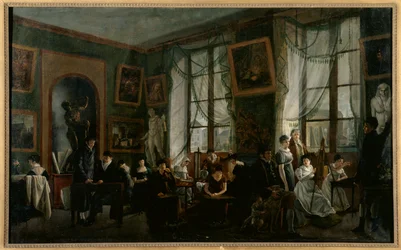 A female drawing class