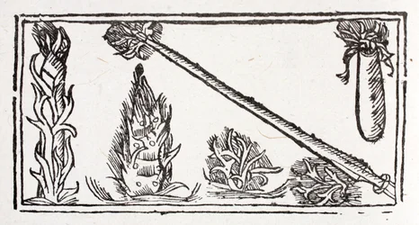 A Flaming Lance, a Rising Flame and Fiery Sparks