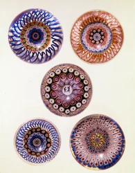 A group of St. Louis concentric Millefiori weights