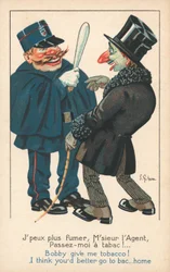 A Well-Dressed Man Asking a Policeman for Tobacco