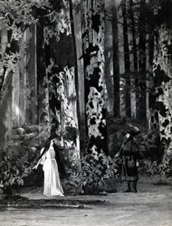Act I, Scene 1 of Pelleas et Melisande by Debussy (from a photograph of the first production in April, 1902 of the opera at the Opera-Comique in Paris, illustration in Theatre magazine, June, 1902)