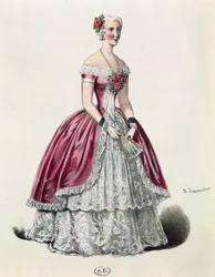 Actress Eugenie Doche in Title Role in Lady of Camellias, Drama by Alexandre Dumas fils