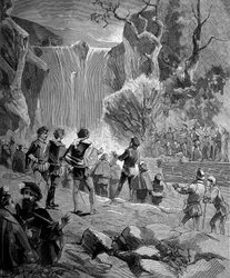 Adam de Craponne (1527-1576), French mathematician and engineer in front of the waters of the Durance. (An agreement was signed by Adam de Craponne to bring the waters of the Durance and Verdon to Aix-en-Provence). In Histoire populaire des sciences
