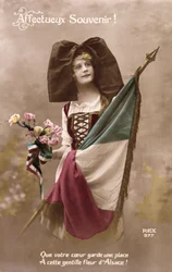 Affectionate Memory! Let your Heart keep a Place for this sweet Flower of Alsace!, post card, 1914-18